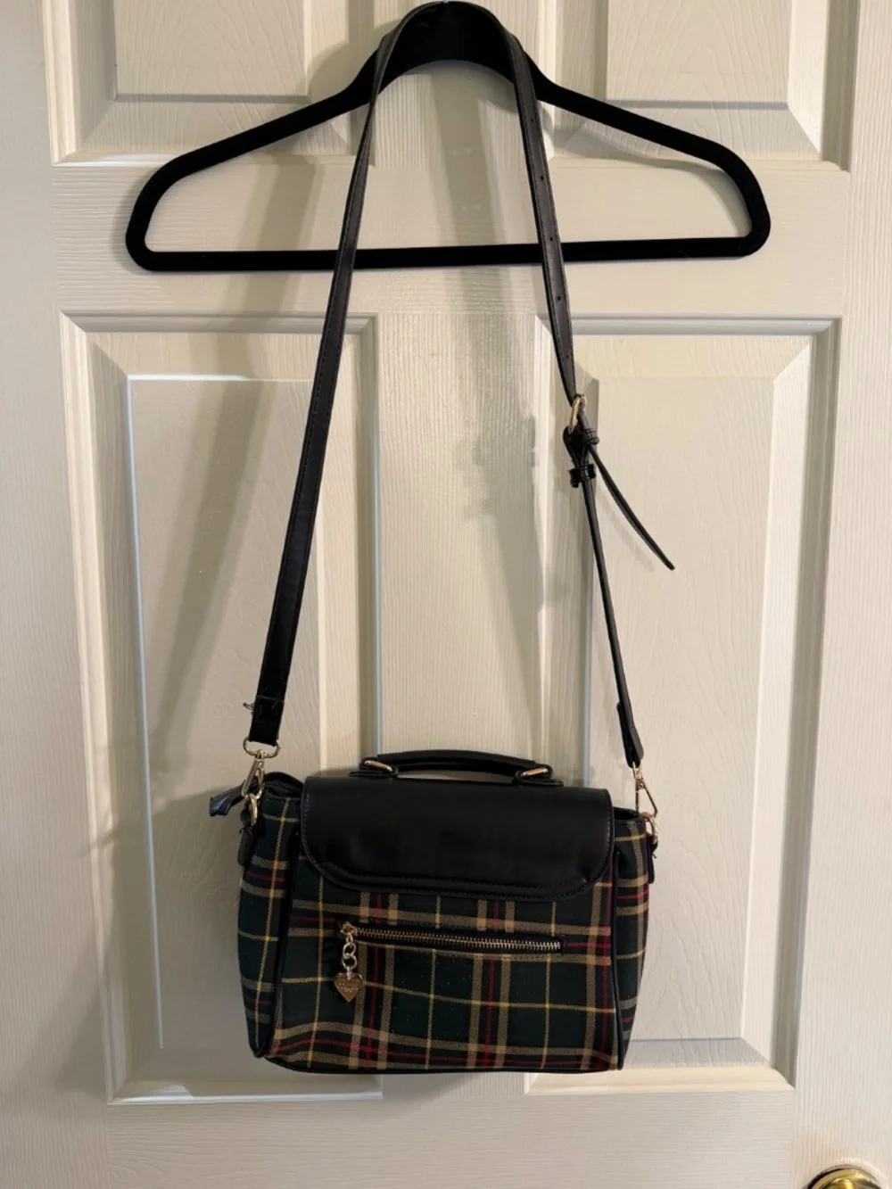 Banned Crossbody Cottagecore Handbag Fox Design Green Red Plaid Unisex